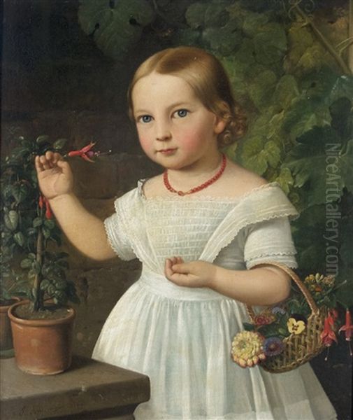 Little Girl With Flower Basket - view 1
