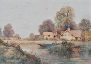 Rural Landscape With Man In A Punt