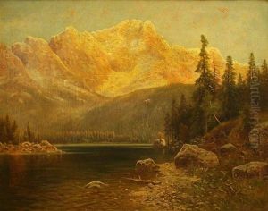 Abend Am Eibsee Mit Blick Auf Die Zugspitze