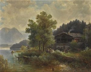 Mountain Landscape With A Lake by Ludwig Sckell