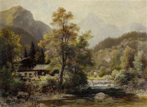 Flusslandschaft Mit Einem Bauernhaus Flusslandschaft Mit Einem Bauernhaus