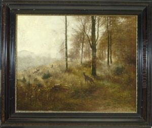 Hirsche Im Buchenschlag An Der Isar Bei Bad Tolz by Ludwig Sckell