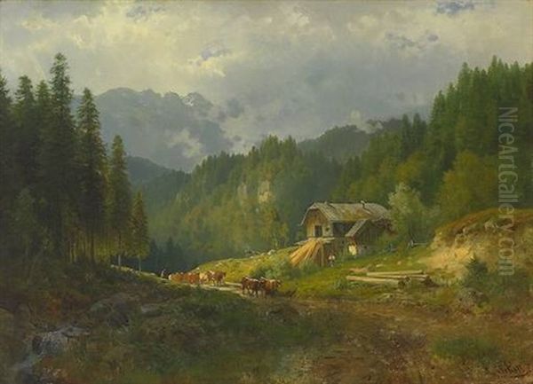 Hochalm Mit Muhle Und Gebirgshorizont An Einem Sommertag - view 1