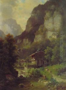 Gebirgstal Mit Fluslauf Bei Oberaudorf Gebirgstal Mit Fluslauf Bei Oberaudorf