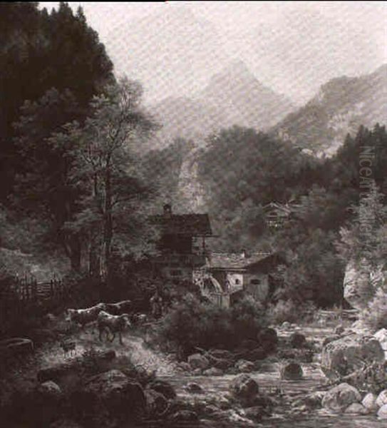 Bauernhauser Am Bach Im Gebirgstal - view 1