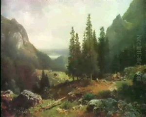 Almlandschaft Mit Blick Auf Den Chimsee by Ludwig Sckell