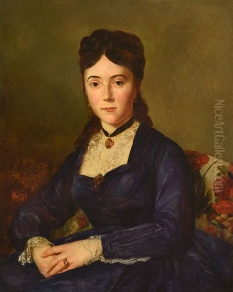 Portrait De Femme A La Robe Bleu Nuit - view 1