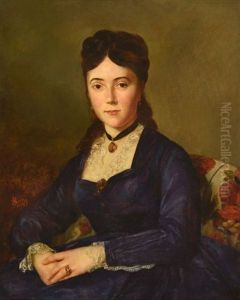 Portrait De Femme A La Robe Bleu Nuit by Jean Scohy
