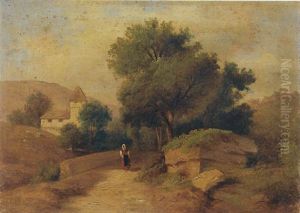 Rittrato Di Donna Con Mazzo Di Rose by Eugenio Scomparini
