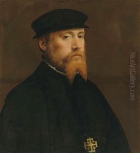Portrait Of A Knight Of The Jerusalem Brotherhood, Possibly The Utrecht Brotherhood Of The Holy Sepulchre, Bust-length by Jan Van Scorel