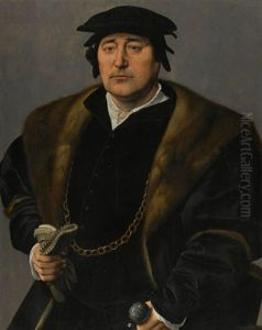Portrait Of A Gentleman, Wearing A Fur-lined Cloak And A Black Hat