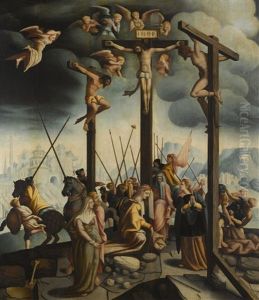 Calvary With The Three Crosses by Jan Van Scorel