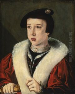 Portrait Of A Boy, Head And Shoulders, Wearing A Beret, Possibly The Young Ferdinand I, Holy Roman Emperor by Jan Van Scorel