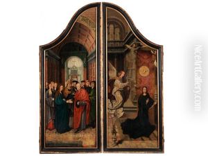 Altartafeln Mit Den Darstellungen Vermahlung Mariens Mit Dem Heiligen Josef Sowie Die Verkundigung (pair) (collab. W/jacob Cornelisz Van Oostsanen) by Jan Van Scorel