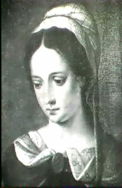 Portrait D'une Jeune Femme En Buste Sur Fond Vert - view 1