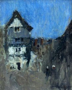 Een Stadsgezicht Met Figuren by Edwin Scott