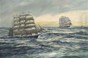 Cutty Sark Leading Shenandoah Off The Horn by Henri Louis Scott