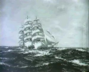 The Ship Thomas Steven In The Open Sea by Henri Louis Scott