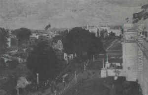 The Australia Pavilion Looking Towards The India Pavilion, The British Empire Exhibition, Wembley by James Fraser Scott