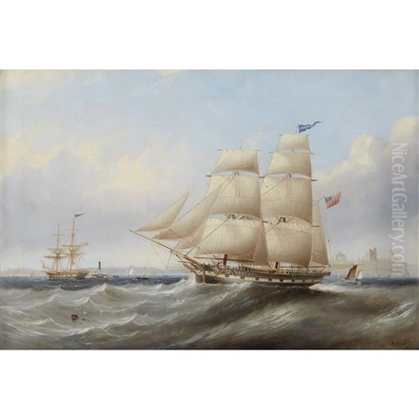 The Merchant Brig Croxdale In Two Positions Off Tynemouth - view 1