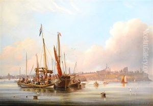 Moored Fishing Vessels And Figures In Blyth Harbour