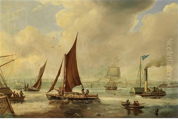 The Paddle Tug Reaper And Other Local Craft At The Mouth Of The Tyne - view 1