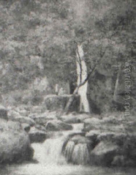 Artists And Fishermen By A Waterfall - view 1