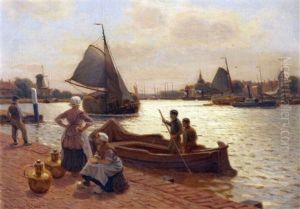 The River At Dordrecht by Robert Bagge Scott