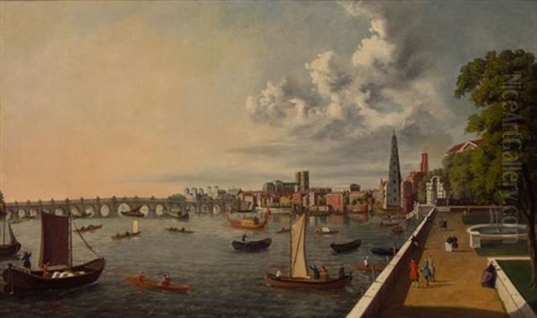 London: The Thames From Somerset House Terrace Towards Westminster - view 1