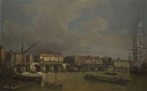 View Of Old London Bridge by Samuel Scott