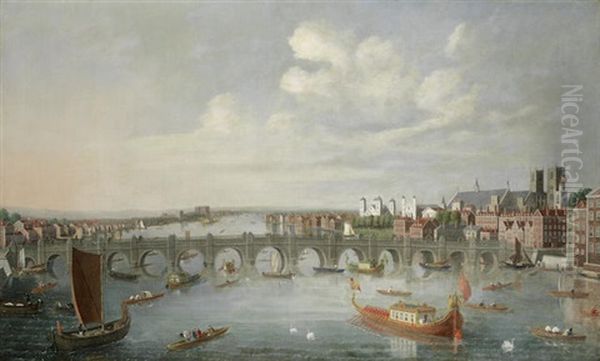 The Thames And Old Westminster Bridge Looking Towards Westminster Abbey, London - view 1