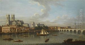 London, Looking North From Lambeth To Westminster Abbey And The Tower Of Saint Margaret's Church