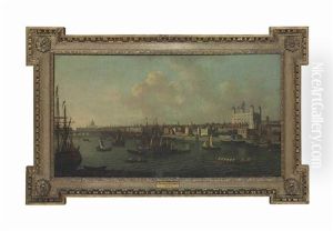 A View Of The Thames, London, With The Tower Of London And St. Paul's Cathedral Beyond by Samuel Scott