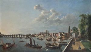 A View Of Westminster Bridge With The Royal Barge