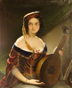 Portrait Of A Young Italian Woman by Mikhail Ivanovich Scotti