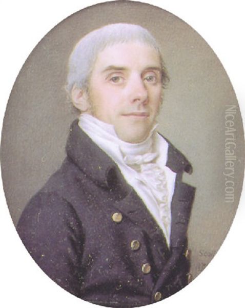 A Fine Portrait Of A Gentleman, In Dark Blue Jacket With Gold Buttons - view 1