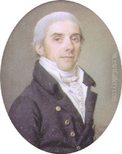 A Fine Portrait Of A Gentleman, In Dark Blue Jacket With Gold Buttons
