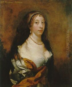 Portrait Of Frances Fairfax, Half Length, Wearing A White Satin Dress And Orange Robes
