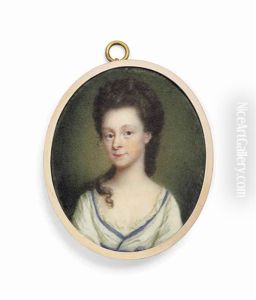 A Young Lady, In Blue-bordered Decollete White Dress thumbnail