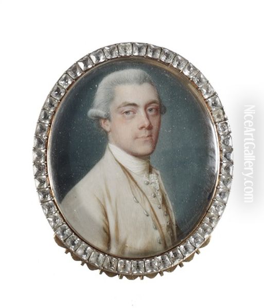 A Gentleman, Wearing Buff-coloured Coat Over Matching Waistcoat, White Stock And Lace Cravat, His Powdered Wig Worn En Queue - view 1