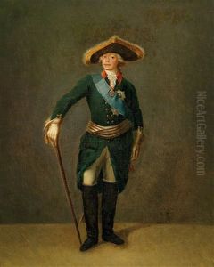 Portrat Des Zaren Paul I. Von Russland (1754-1801) In Der Uniform Der Leibgarde Des Preobrashenki-regiments