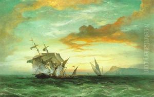 An English Brig Being Attacked By Corsair In The Straits Of Gibraltar