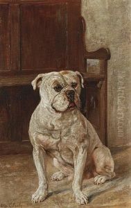 Seated White Bulldog by Allen Culpepper Sealy