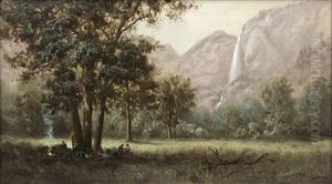 Camping Near Bridal Veil Falls, Yosemite by Benjamin Willard Sears