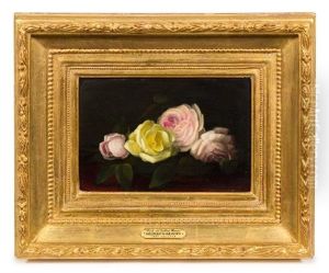 Still Life With Pink And Yellow Roses by George W. Seavey