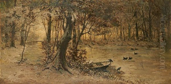 Barque Au Bord De L'etang Enneige - view 1