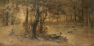 Barque Au Bord De L'etang Enneige