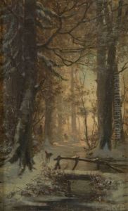 Chasseur Dans Un Sous-bois Enneige