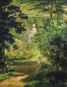Jeunes Femmes Dans Un Jardin Fleuri by Pieter Willem Sebes