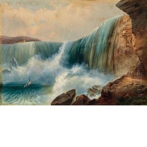 View Of Niagara Falls From The Canadian Side by Hippolyte Victor (Valentin) Sebron